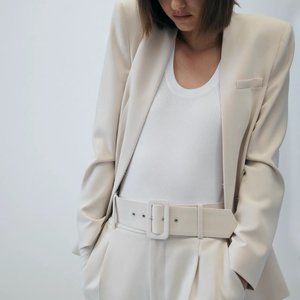 ZARA LAPELLESS BLAZER and PANTS WITH FABRIC-COVERED BELT-ONE SET Reposh